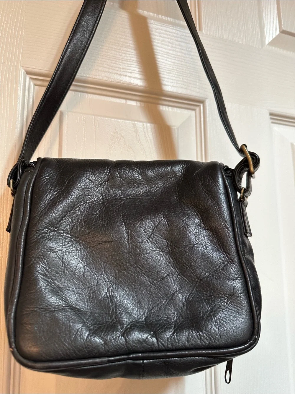 Vintage Black Leather Crossbody Bag